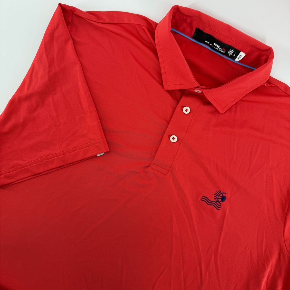 RLX Ralph Lauren Polo Shirt Mens Large Red Performance Short Sleeve Golf Logo